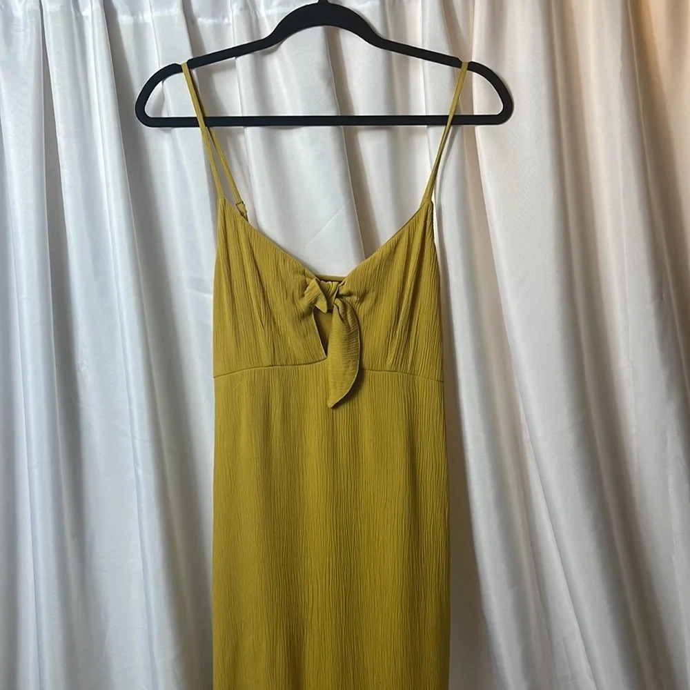 Forever 21 Mustard Yellow Tie Front Maxi Dress Small - Picture 2 of 12